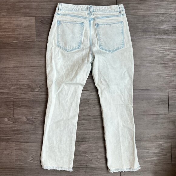 Good American Good Classic Slim Straight Jeans Ankle Slit Distressed Size 12 - Picture 3 of 7